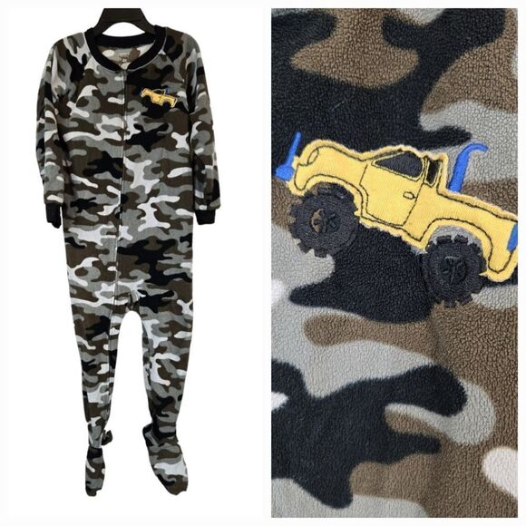 Carter's Boys 4T Camo Blanket Sleeper Footie Onesie Pajama PJ Fleece Sleepwear - Picture 1 of 9
